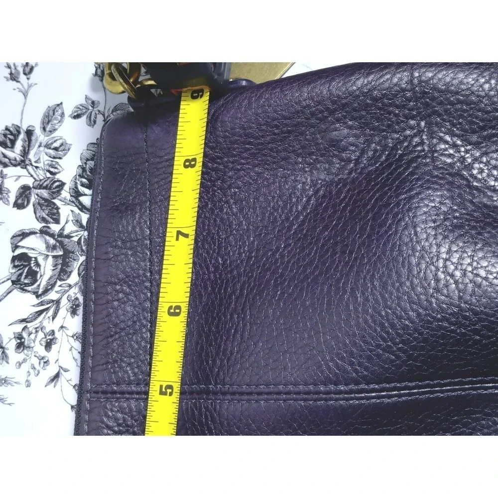 Coach Dark‎ Purple Leather Crossbody Bag Adjustable Strap Purse - Picture 8 of 8